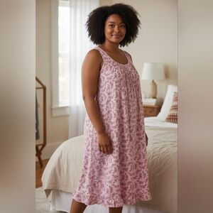 Vintage Vanity Fair Pink Floral Nighty Chemise Cottagecore 1X - 2X